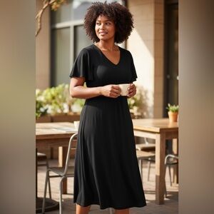 Bridesmay Women's Flutter Sleeve Swing Dress – Black – Size Small – NWOT